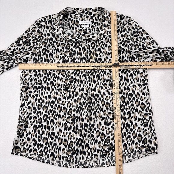 Foxcroft Top Womens Plus Size 20 Shaped Leopard Print Button Front Wrinkle Free - Picture 7 of 9